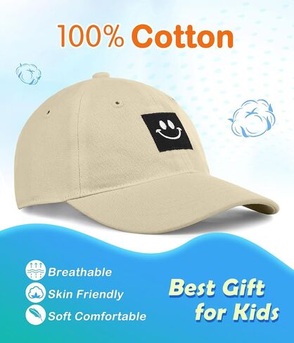 Smiley Face Baseball Cap for Toddler Boys Girls,Adjustable Kids Washed Cotton Cute Dad Hat in Saudi Arabia
