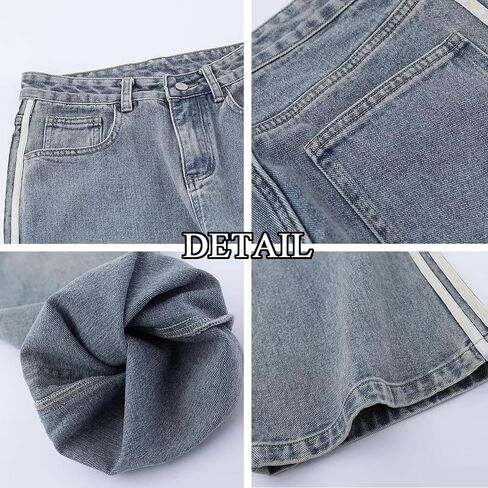Mens Baggy Denim Jeans Casual Striped Pants Straight Wide Leg Jeans Oversized Hip Hop Pants Vintage Skater Track Jeans in Kuwait
