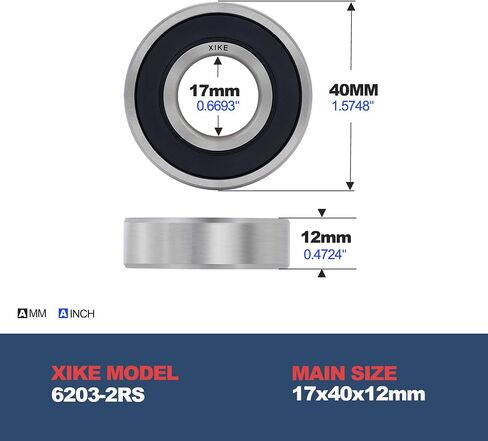 XiKe 10 Pcs 6202-2RS Double Rubber Seal Bearings 15x35x11mm, Pre-Lubricated and Stable Performance and Cost Effective, Deep Groove Ball Bearings. in Saudi Arabia