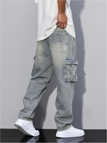 Verdusa Men's Distressed Straight Leg Denim Pants Vintage Jeans with Pockets in Saudi Arabia