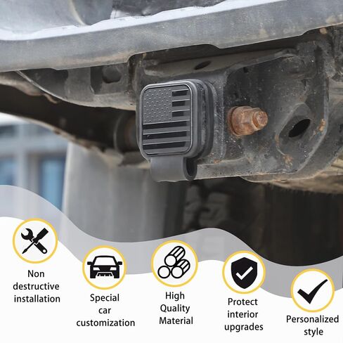 غطاء Hitch Trailer متوافق مع Toyota Tacoma 2016-2024 خطاف المقطورة المقاومة للغبار ، غطاء حماية الفم المربع ، غطاء عقبة السحب غطاء الأنبوب مستقبل المكونات (النجوم والشرائط الأسود) in Kuwait