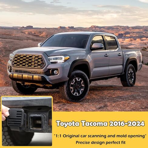 غطاء Hitch Trailer متوافق مع Toyota Tacoma 2016-2024 خطاف المقطورة المقاومة للغبار ، غطاء حماية الفم المربع ، غطاء عقبة السحب غطاء الأنبوب مستقبل المكونات (النجوم والشرائط الأسود) in Kuwait