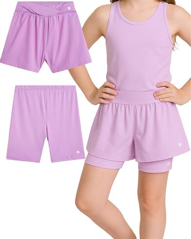 RBX Girls Athletic Shorts - 2 Pack Performance Girls Flowy Shorts و Active Jersey Bike Shorts (الأحجام: 7-16) in Saudi Arabia