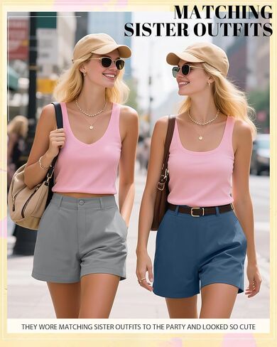 Neer 3 Pack Women Women's High Cerist Shorts غير الرسمية الصيف فضفاضة فائقة راحة قصيرة مع زر الجيوب 4 بوصة inseam in Kuwait