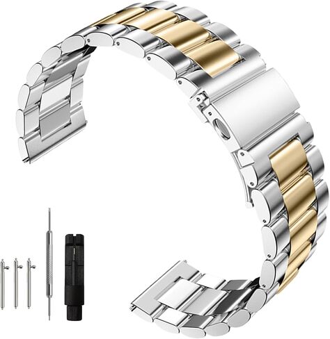 Quick Release Stainless Steel Watch Band Matte Brushed Metal Watchband 14mm 16mm 18mm 20mm 22mm 24mm Universal Solid Stainless Steel Metal Smartwatch Bracelet Replacement Band for Men Women in Saudi Arabia