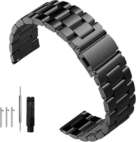 Quick Release Stainless Steel Watch Band Matte Brushed Metal Watchband 14mm 16mm 18mm 20mm 22mm 24mm Universal Solid Stainless Steel Metal Smartwatch Bracelet Replacement Band for Men Women in Saudi Arabia
