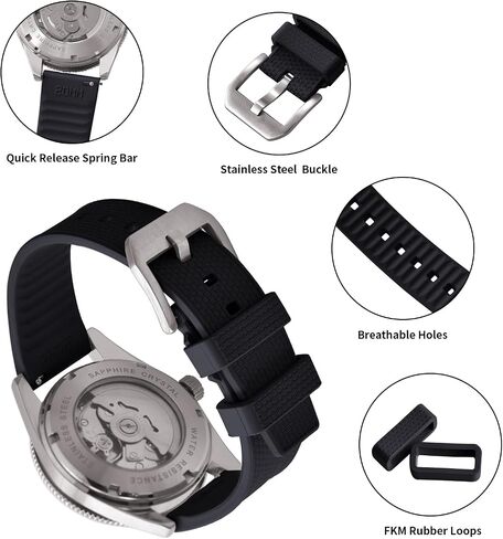20 مم 22 مم fluorine FKM Rubber Watch STRAP - سرعان ما يكون إطلاق سراح الفرق الرياضية للرجال in Kuwait