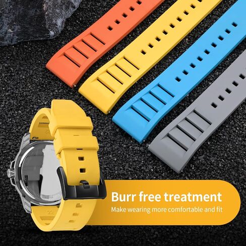Ullchro Quick release FKM Rubber Watch Bands Fluororubber Watch Band Strap للرجال حزامًا ناعمًا للتنفس مع الإبزيم الأسود 19 مم 20 مم 21 مم 22 مم 24 ملم in Kuwait