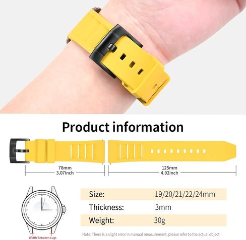 Ullchro Quick release FKM Rubber Watch Bands Fluororubber Watch Band Strap للرجال حزامًا ناعمًا للتنفس مع الإبزيم الأسود 19 مم 20 مم 21 مم 22 مم 24 ملم in Kuwait