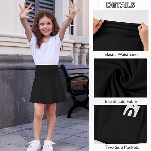 Toddler Girls Skirts Skorts Built in Shorts Baby Summer Flowy Tennis Athletic Skirts Skorts for Girls with Pockets in Saudi Arabia