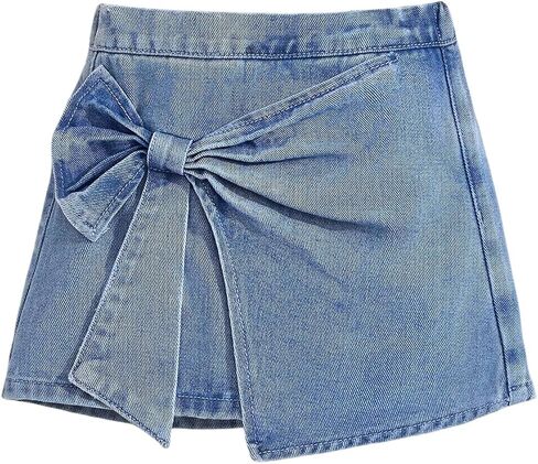 WDIRARA Toddler Girl's Bow Wrap Elastic Waist Denim Skirt Cute Jean Skirts in Saudi Arabia