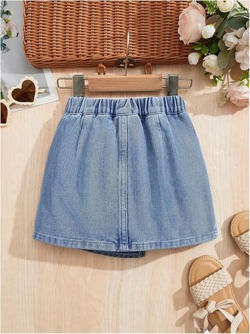 WDIRARA Toddler Girl's Bow Wrap Elastic Waist Denim Skirt Cute Jean Skirts in Saudi Arabia