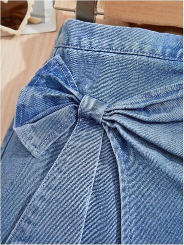 WDIRARA Toddler Girl's Bow Wrap Elastic Waist Denim Skirt Cute Jean Skirts in Saudi Arabia