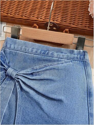 WDIRARA Toddler Girl's Bow Wrap Elastic Waist Denim Skirt Cute Jean Skirts in Saudi Arabia