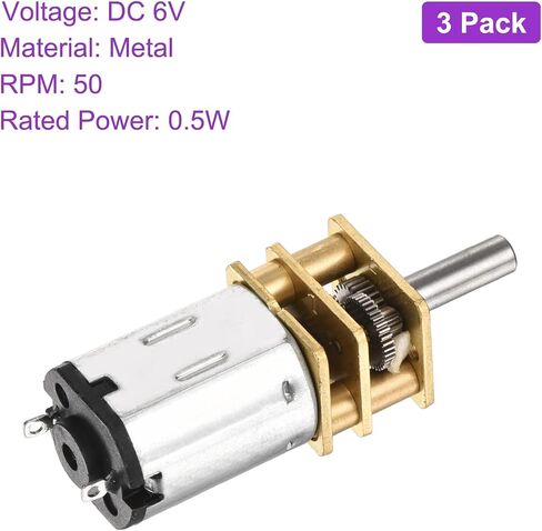 DMiotech 3pcs 6V 50RPM Rated Torque 13 Output Shaft Length 10mm Micro DC Speed Reduction Motor Mini Metal Gearbox Motor for RC Car Robot Model DIY RC Toys Engine in Saudi Arabia
