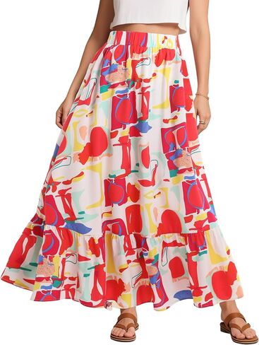 Urban Coco Women Women Flowy Boho Summer Summer Least A-line Hem Hem Maxi Maxi مع جيوب جانبية in Kuwait