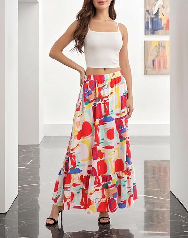 Urban Coco Women Women Flowy Boho Summer Summer Least A-line Hem Hem Maxi Maxi مع جيوب جانبية in Kuwait