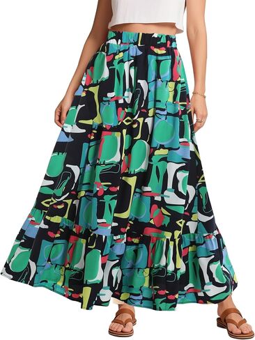 Urban Coco Women Women Flowy Boho Summer Summer Least A-line Hem Hem Maxi Maxi مع جيوب جانبية in Kuwait