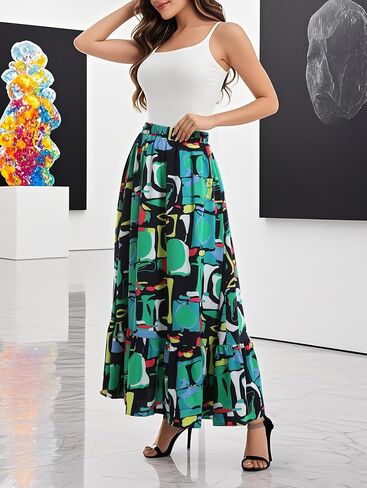 Urban Coco Women Women Flowy Boho Summer Summer Least A-line Hem Hem Maxi Maxi مع جيوب جانبية in Kuwait