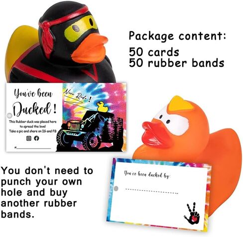 بطاقة You've Been Ducked، بطاقة ألعاب Duck Ducking، علامات Ducked، تصميم مموه، 50 حزمة، حجم بطاقة العمل 3.5 × 2 بوصة مع فتحة دائرية وأشرطة مطاطية in Saudi Arabia