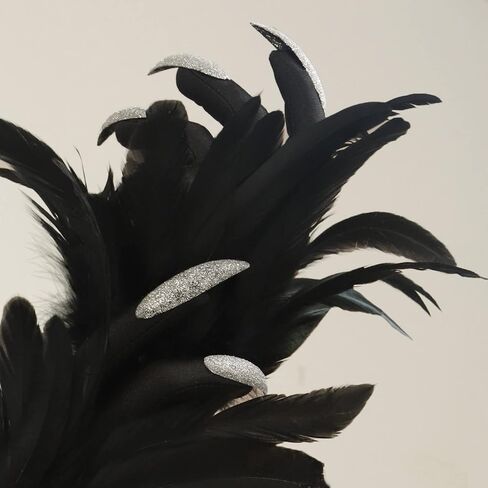 Halloween Long Nail Gloves Witch Black Feather Cuffs Gloves Cosplay with Demon Accessories in Kuwait