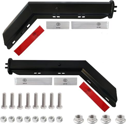 Pair Black Angled Mud Flap Hanger Bracket for Semi Truck, 30’’ Length 1-1/8" Bolt Spacing, Heavy-Duty Spring-Loaded Hangers Equipped with Reflective Strip Sticker (Bolt Spacing 1-1/8") in Saudi Arabia