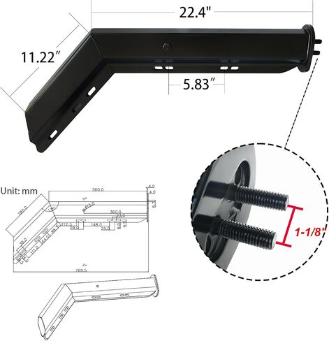 Pair Black Angled Mud Flap Hanger Bracket for Semi Truck, 30’’ Length 1-1/8" Bolt Spacing, Heavy-Duty Spring-Loaded Hangers Equipped with Reflective Strip Sticker (Bolt Spacing 1-1/8") in Saudi Arabia