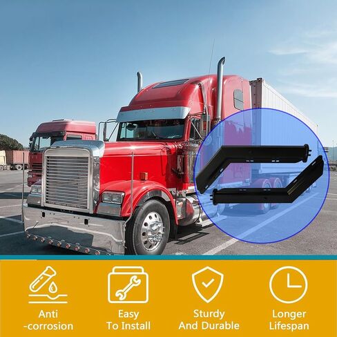 Pair Black Angled Mud Flap Hanger Bracket for Semi Truck, 30’’ Length 1-1/8" Bolt Spacing, Heavy-Duty Spring-Loaded Hangers Equipped with Reflective Strip Sticker (Bolt Spacing 1-1/8") in Saudi Arabia