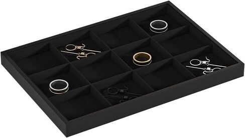 Drawer Jewelry Organizers And Storage,Velvet Bracelet And Ring Display Small Tray,Dresser Jewelry Drawer Organizer Inserts Containers,Earring And Necklace Holder Box (Black Blank Trays) in Kuwait
