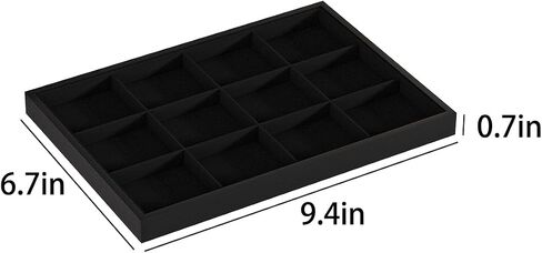 Drawer Jewelry Organizers And Storage,Velvet Bracelet And Ring Display Small Tray,Dresser Jewelry Drawer Organizer Inserts Containers,Earring And Necklace Holder Box (Black Blank Trays) in Kuwait