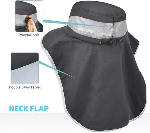 2 حزمة نساء في الهواء الطلق قبعة شمس واسعة مع رفرف وجه الرقبة ، UPF 50 حماية الصيد قبعات عمل حديقة العمل مع ذيل الحصان in Kuwait