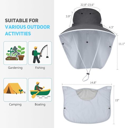 2 حزمة نساء في الهواء الطلق قبعة شمس واسعة مع رفرف وجه الرقبة ، UPF 50 حماية الصيد قبعات عمل حديقة العمل مع ذيل الحصان in Kuwait