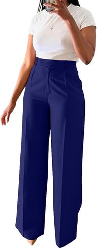 Casual Wide Leg Dress Pants Business Office Trousers with Pockets in Saudi Arabia