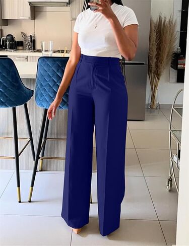 Casual Wide Leg Dress Pants Business Office Trousers with Pockets in Saudi Arabia