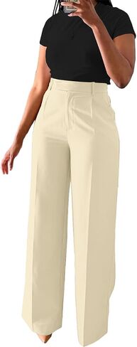 Casual Wide Leg Dress Pants Business Office Trousers with Pockets in Saudi Arabia