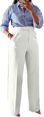 Casual Wide Leg Dress Pants Business Office Trousers with Pockets in Saudi Arabia