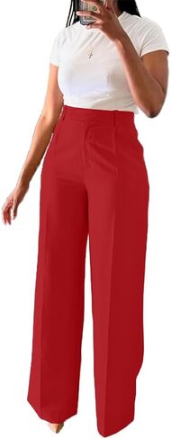 Casual Wide Leg Dress Pants Business Office Trousers with Pockets in Saudi Arabia