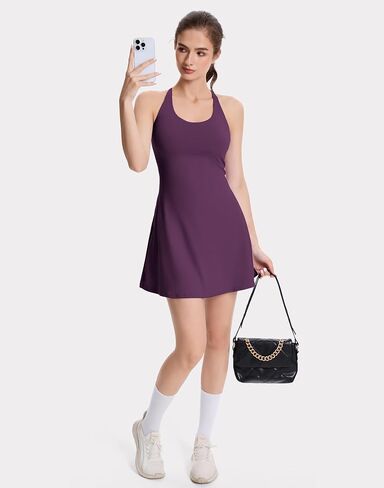 M MOTEEPI Womens Open Back Tennis Dress Sleeveless Built in Shorts and Bra Golf Athletic Dress with Pockets in Saudi Arabia