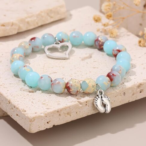 Sonnyx New Mom & Dad Gifts Healing Natural Stone Bracelets for Women Men ، Mom & Dad Essentials ، هدايا الحمل في عيد الأم للأمهات الحوامل in Kuwait