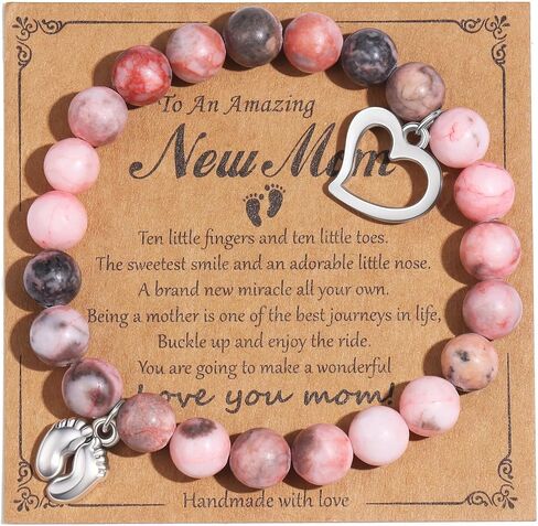 Sonnyx New Mom & Dad Gifts Healing Natural Stone Bracelets for Women Men ، Mom & Dad Essentials ، هدايا الحمل في عيد الأم للأمهات الحوامل in Kuwait
