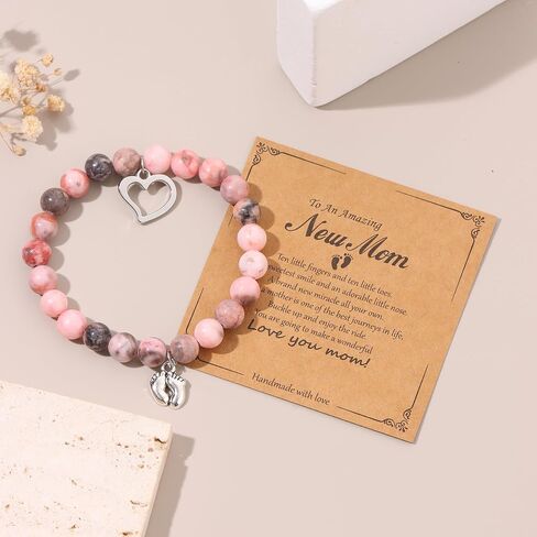 Sonnyx New Mom & Dad Gifts Healing Natural Stone Bracelets for Women Men ، Mom & Dad Essentials ، هدايا الحمل في عيد الأم للأمهات الحوامل in Kuwait