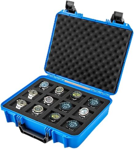 12-slot Watch Display Case, Watch Carry Organizer, Travel Storage Protection Shockproof Pressure, Travel & Storage Watch Case for Men, Watch Enthusiasts, Collectors, Space Saving (Blue) in Saudi Arabia