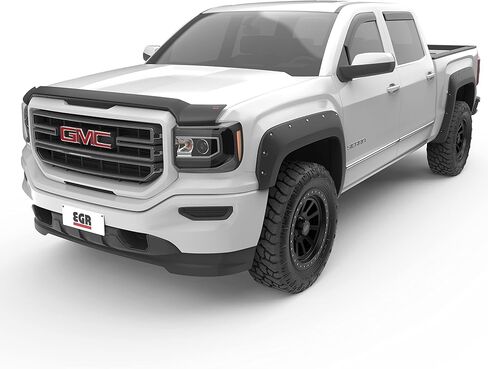 EGR 301581-SuperGuard Hood Shield Compatible with 2014-2019 GMC Sierra 1500 / 2500HD / 3500HD - Dark Smoke Bug Deflector - UV-Resistant Acrylic - No Drill Install - Made in the USA in Saudi Arabia