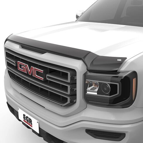 EGR 301581-SuperGuard Hood Shield Compatible with 2014-2019 GMC Sierra 1500 / 2500HD / 3500HD - Dark Smoke Bug Deflector - UV-Resistant Acrylic - No Drill Install - Made in the USA in Saudi Arabia