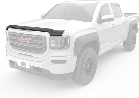 EGR 301581-SuperGuard Hood Shield Compatible with 2014-2019 GMC Sierra 1500 / 2500HD / 3500HD - Dark Smoke Bug Deflector - UV-Resistant Acrylic - No Drill Install - Made in the USA in Saudi Arabia