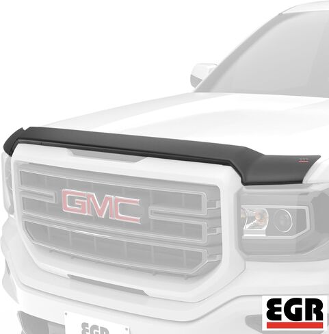 EGR 301581-SuperGuard Hood Shield Compatible with 2014-2019 GMC Sierra 1500 / 2500HD / 3500HD - Dark Smoke Bug Deflector - UV-Resistant Acrylic - No Drill Install - Made in the USA in Saudi Arabia