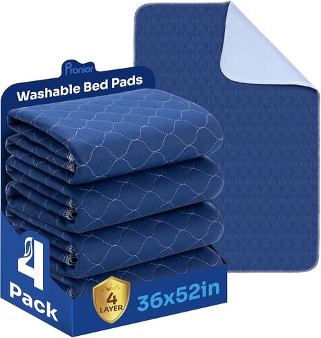 Hide Stains Bed Pads Washable Waterproof for Incontinence, 4-Layer Absorbency Pee Pads, Washable Underpad, Bed Wetting Pad for Elderly, Adults, Pets, 36"x52"-4 Pack, Green in Saudi Arabia