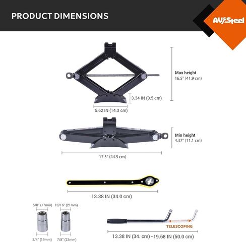 Scissor Jack for Car 1.5 Ton (3306 lbs) Heavy-Duty Car Jack Kit, Universal Tire Jack Tool Kit - Portable Car Lift Jack with Ratcheting Handle and L-Wrench for Auto SUV MPV in Saudi Arabia