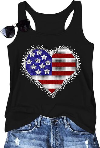 USA Tank Tops Women: Flag Sequin Tank Tank Dirtic Pintriotic Dorts 4th of July Sirles Summer Summer Tops Tops in Kuwait