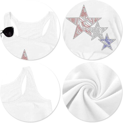 USA Tank Tops Women: Flag Sequin Tank Patriotic Shirts 4th of July Sleeveless T Shirt Summer Casual Bling Tops in Saudi Arabia